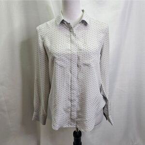 Ann Taylor Light Blue Silk Button Down Shirt Size XS